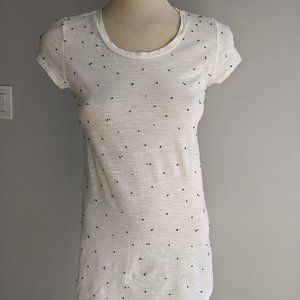 Ann Taylor LOFT ivory tee with black beading